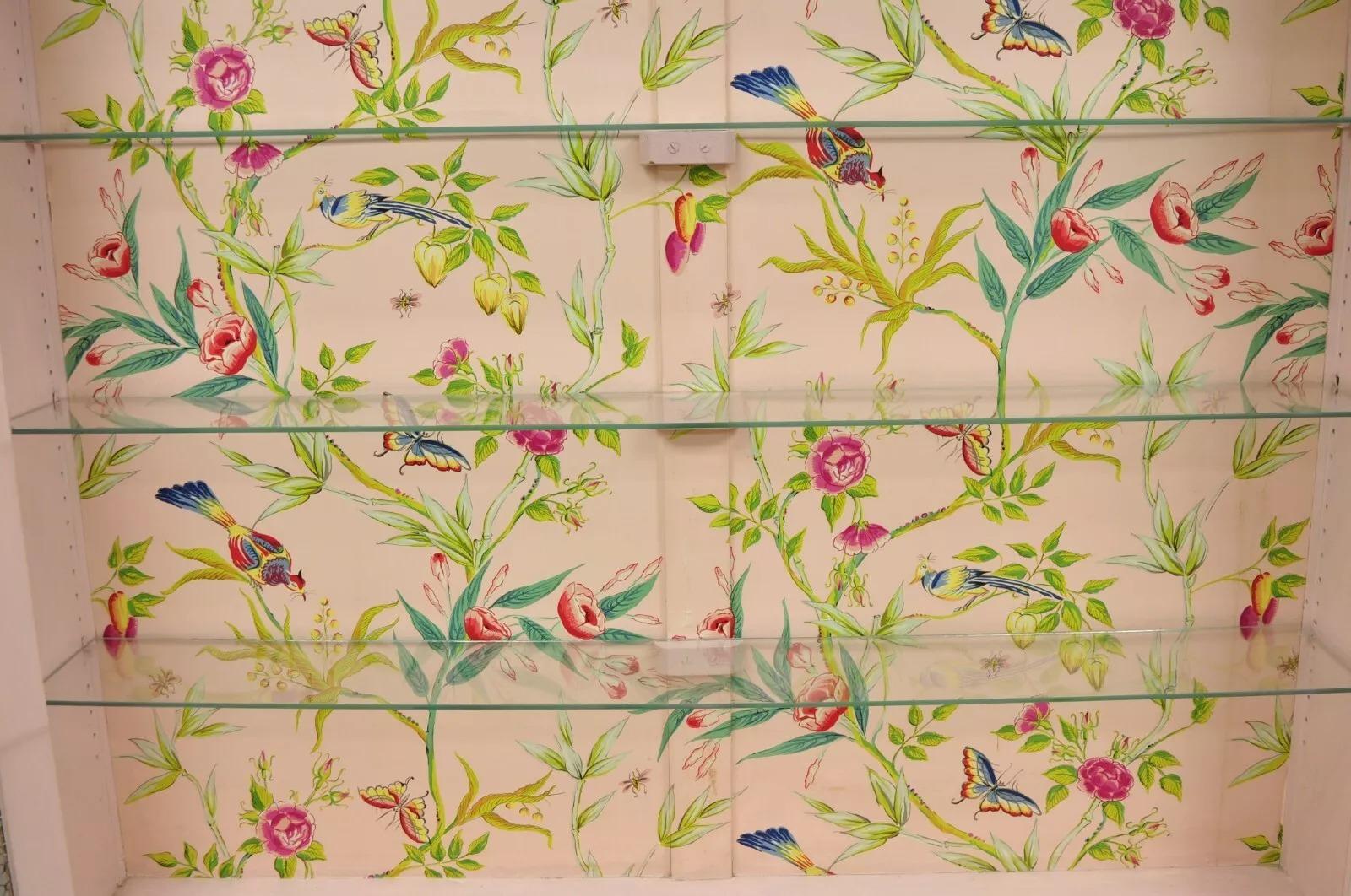 Antigua vitrina de porcelana veneciana italiana pintada de rosa Chinoiserie 9