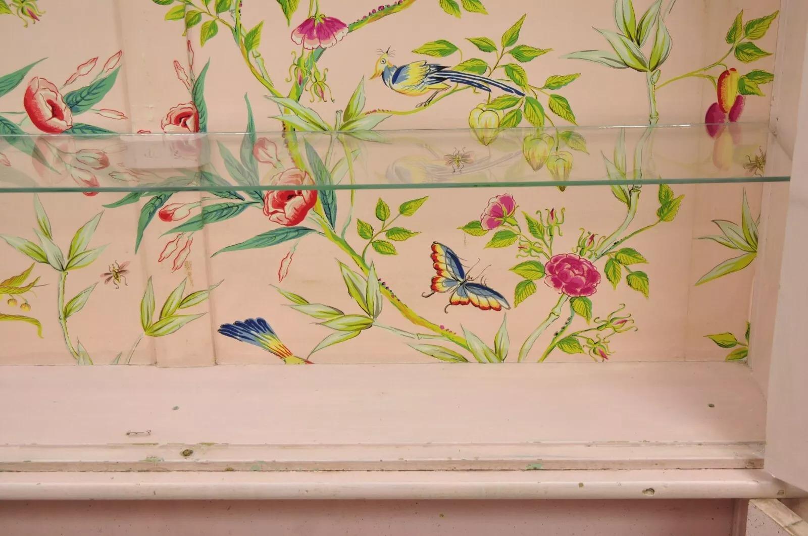 Antigua vitrina de porcelana veneciana italiana pintada de rosa Chinoiserie 3