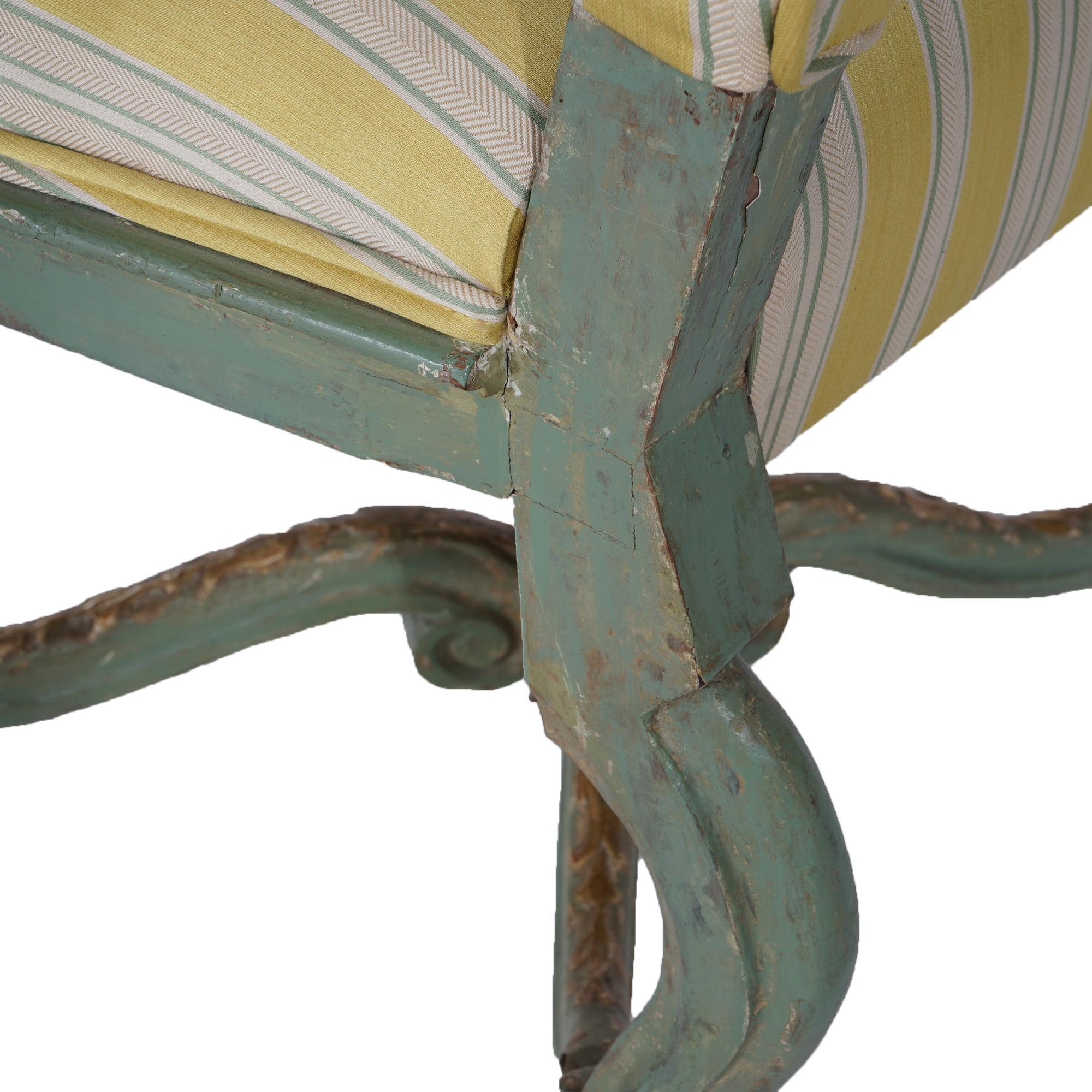 Antique Italian Venetian Polychromed Armchair with Inverted Bellflowers 19thC For Sale 1