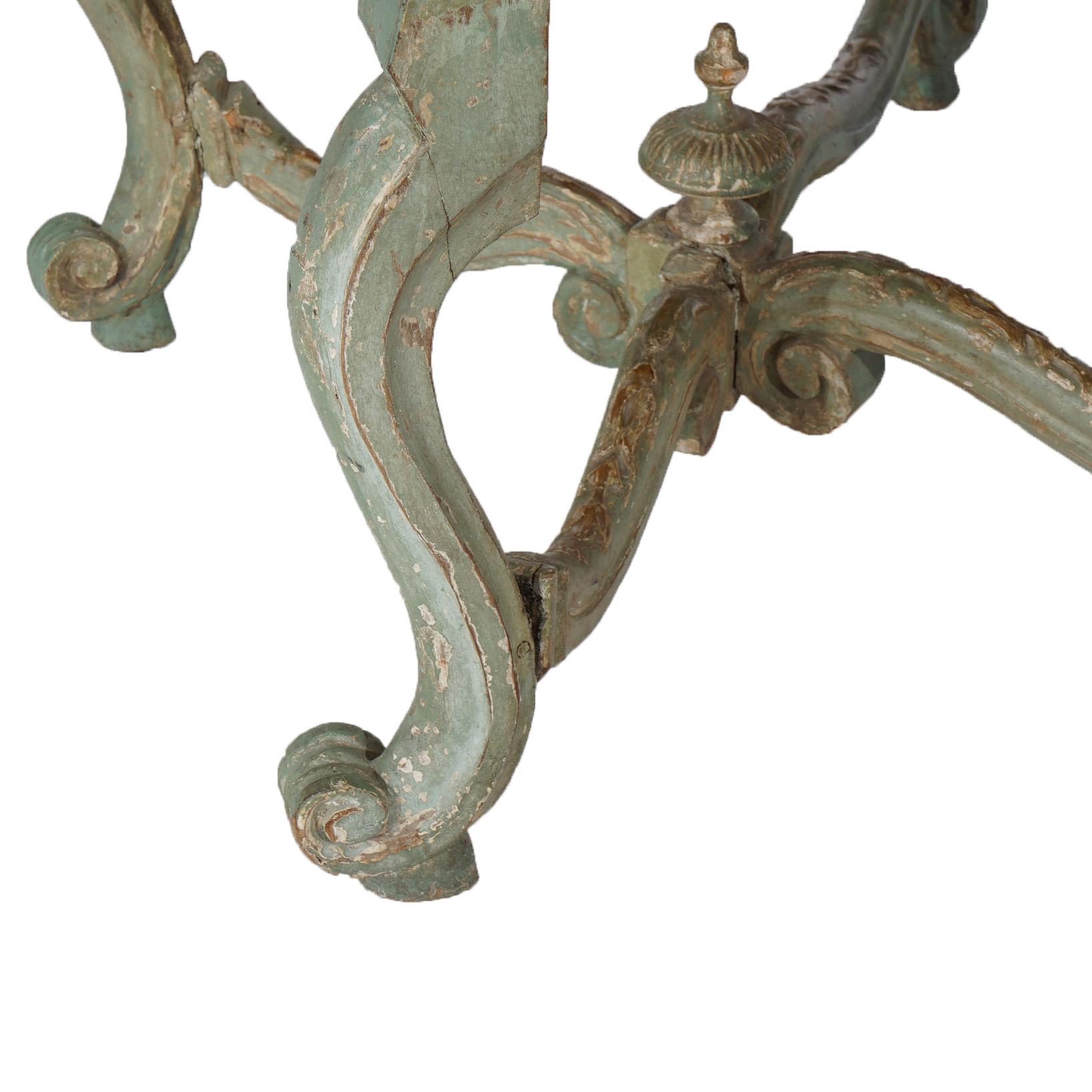 Antique Italian Venetian Polychromed Armchair with Inverted Bellflowers 19thC For Sale 3