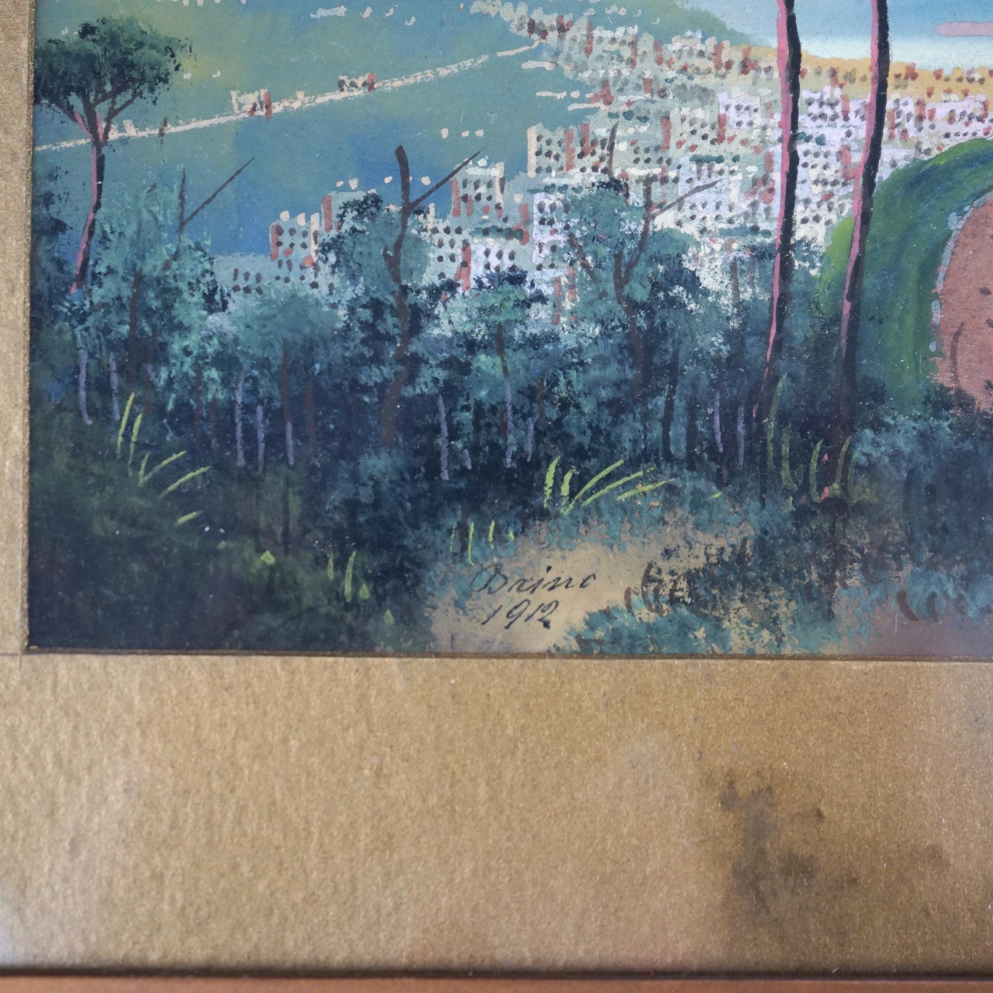Antico acquerello italiano veneziano Paesaggio costiero firmato da Bring C1912 in vendita 2