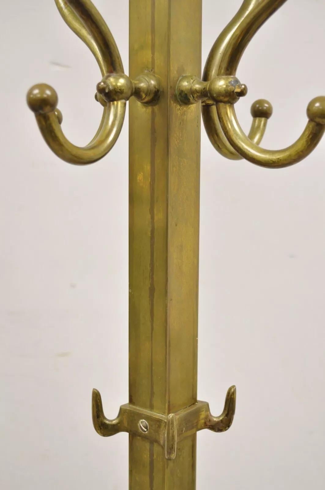 Antique Italian Victorian Modernist Brass Spiral Coat Tree Stand 5