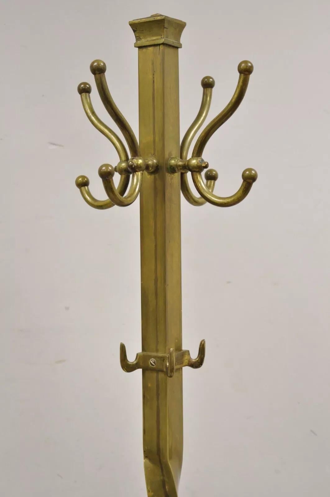 Unknown Antique Italian Victorian Modernist Brass Spiral Coat Tree Stand