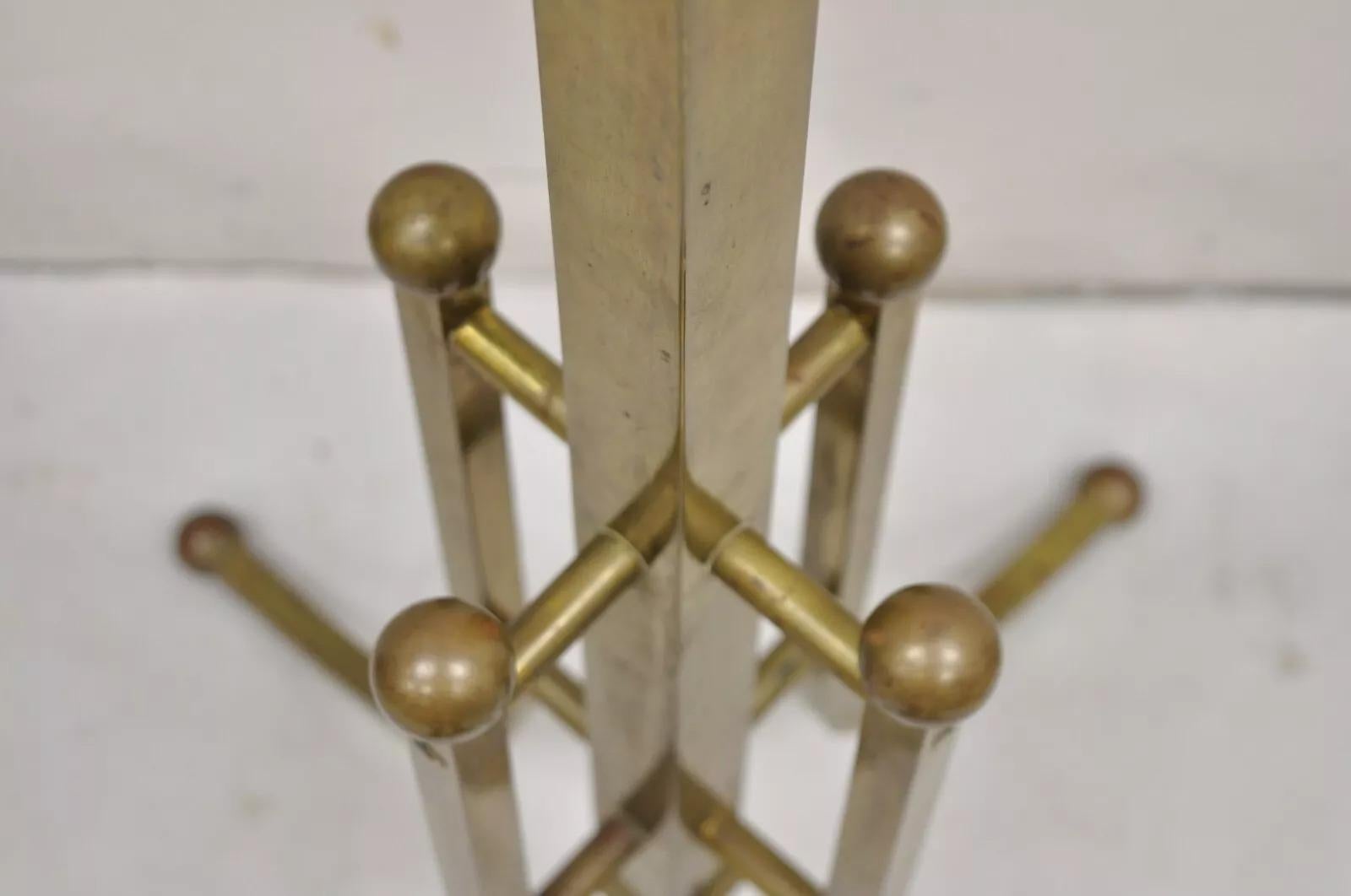 Antique Italian Victorian Modernist Brass Spiral Coat Tree Stand 1
