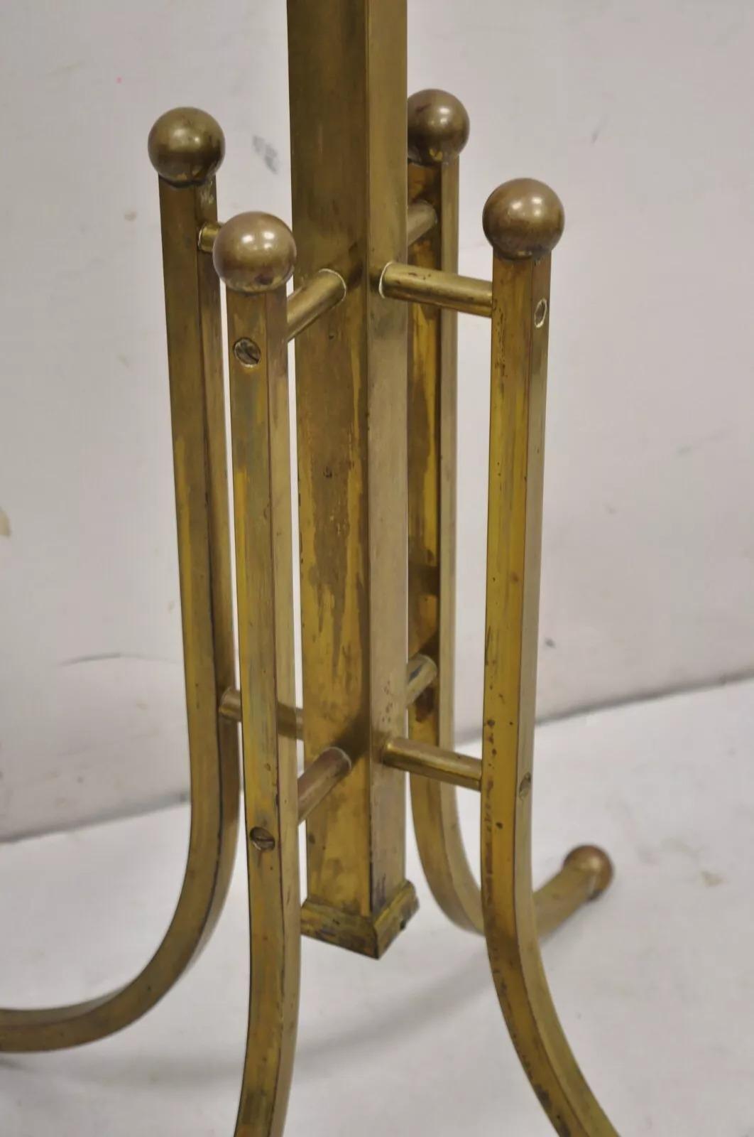 Antique Italian Victorian Modernist Brass Spiral Coat Tree Stand 2
