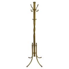 Antique Italian Victorian Modernist Brass Spiral Coat Tree Stand