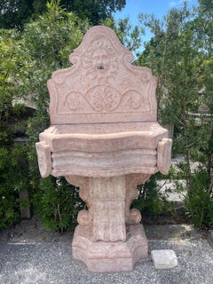 Antique Italian Wall Fountain in Rosso Verona Marble, Circa 1890