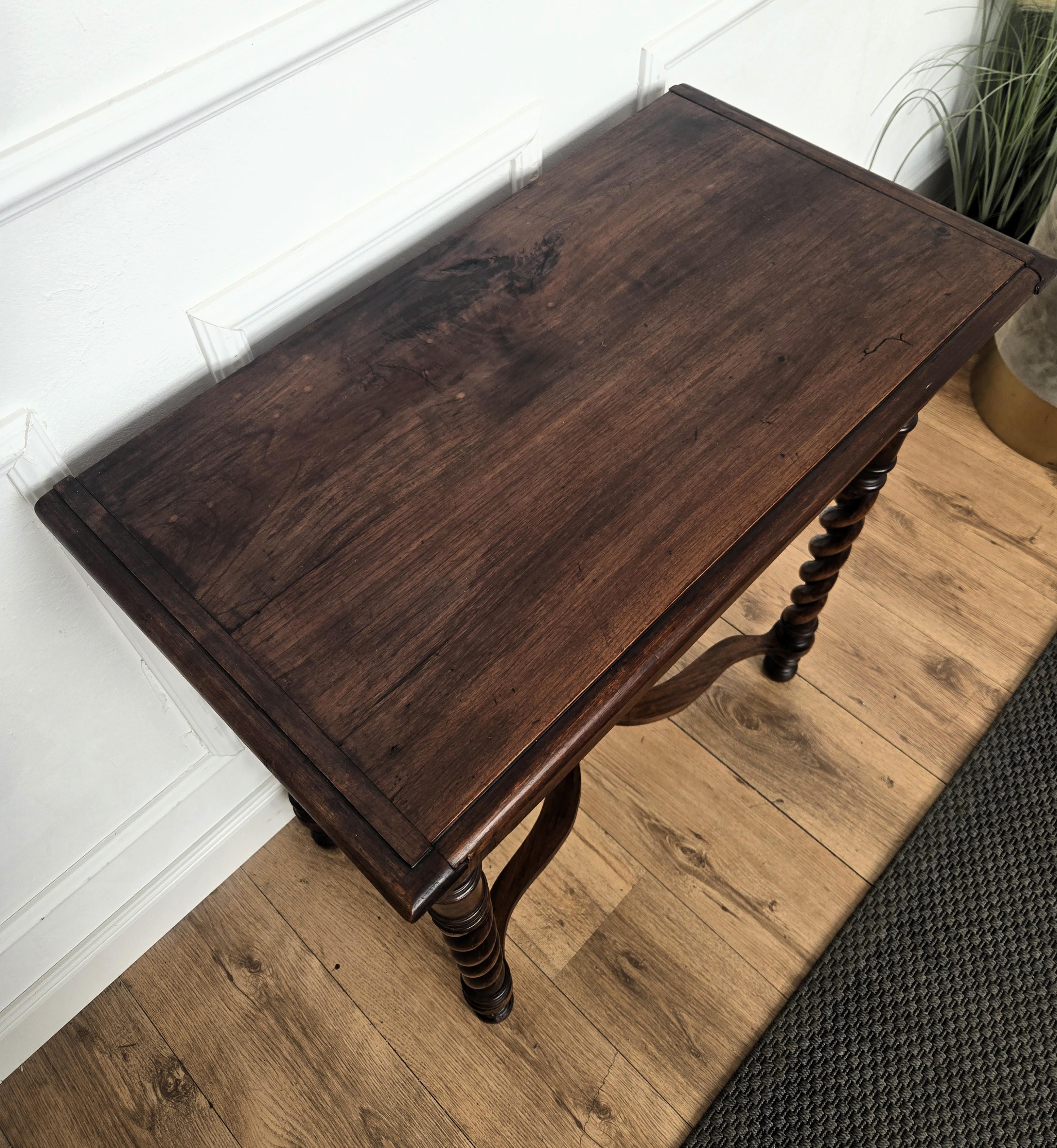 Antique Italian Walnut Console Desk Side Table with Carved Legs For Sale 4
