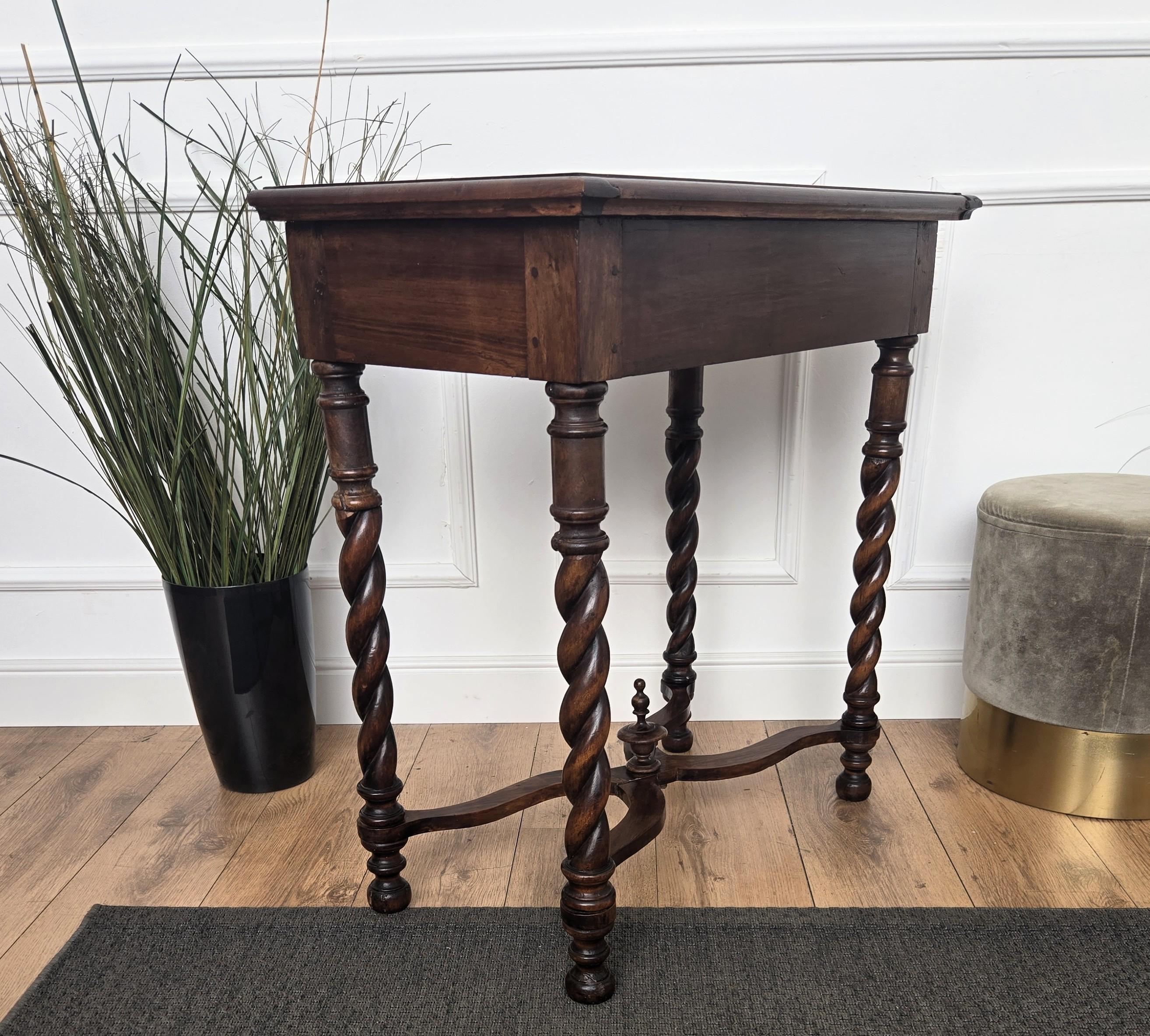Antique Italian Walnut Console Desk Side Table with Carved Legs For Sale 1
