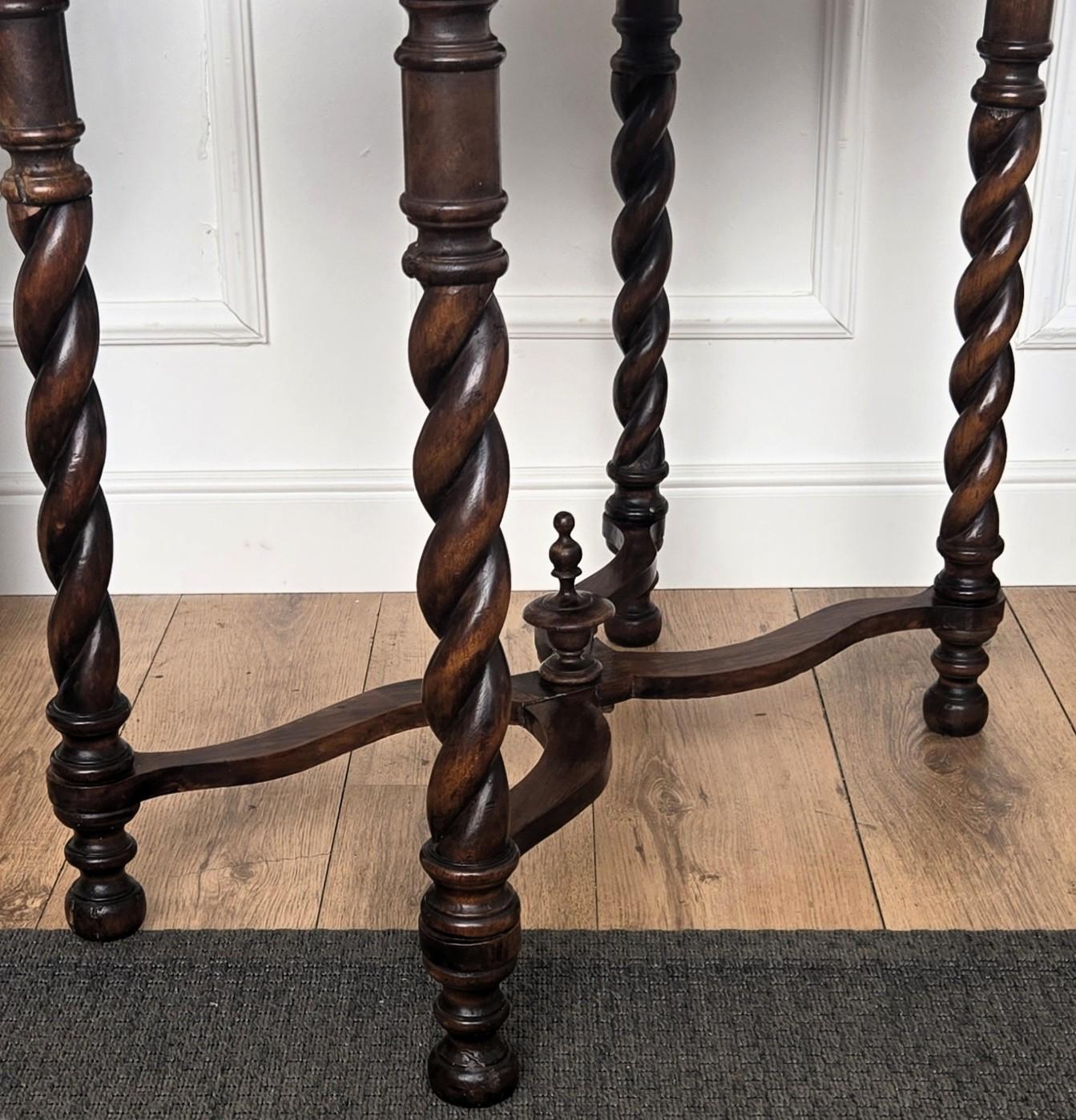 Antique Italian Walnut Console Desk Side Table with Carved Legs For Sale 3