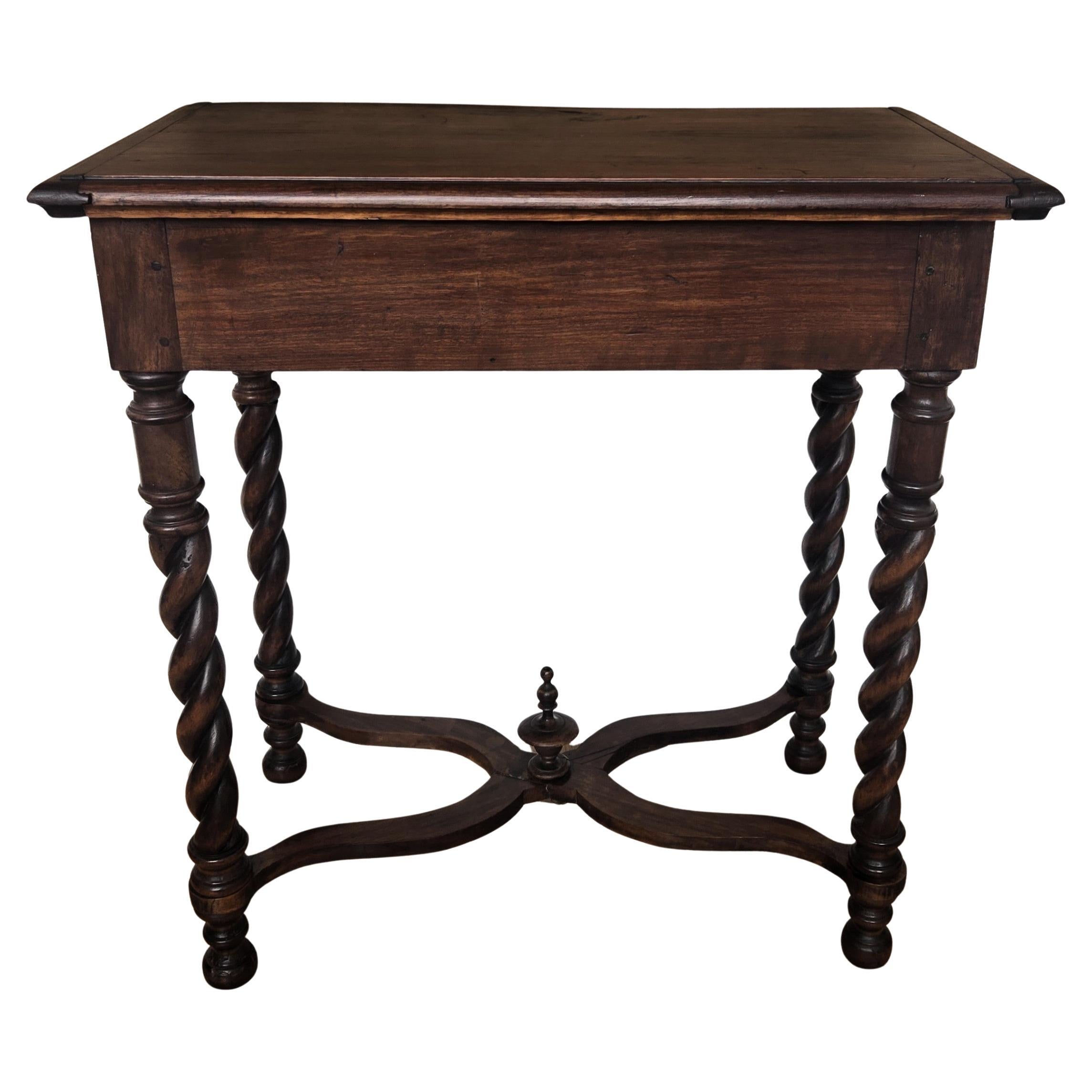 Antique Italian Walnut Console Desk Side Table with Carved Legs For Sale