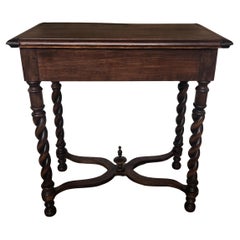 Antique Italian Walnut Console Desk Side Table with Carved Legs