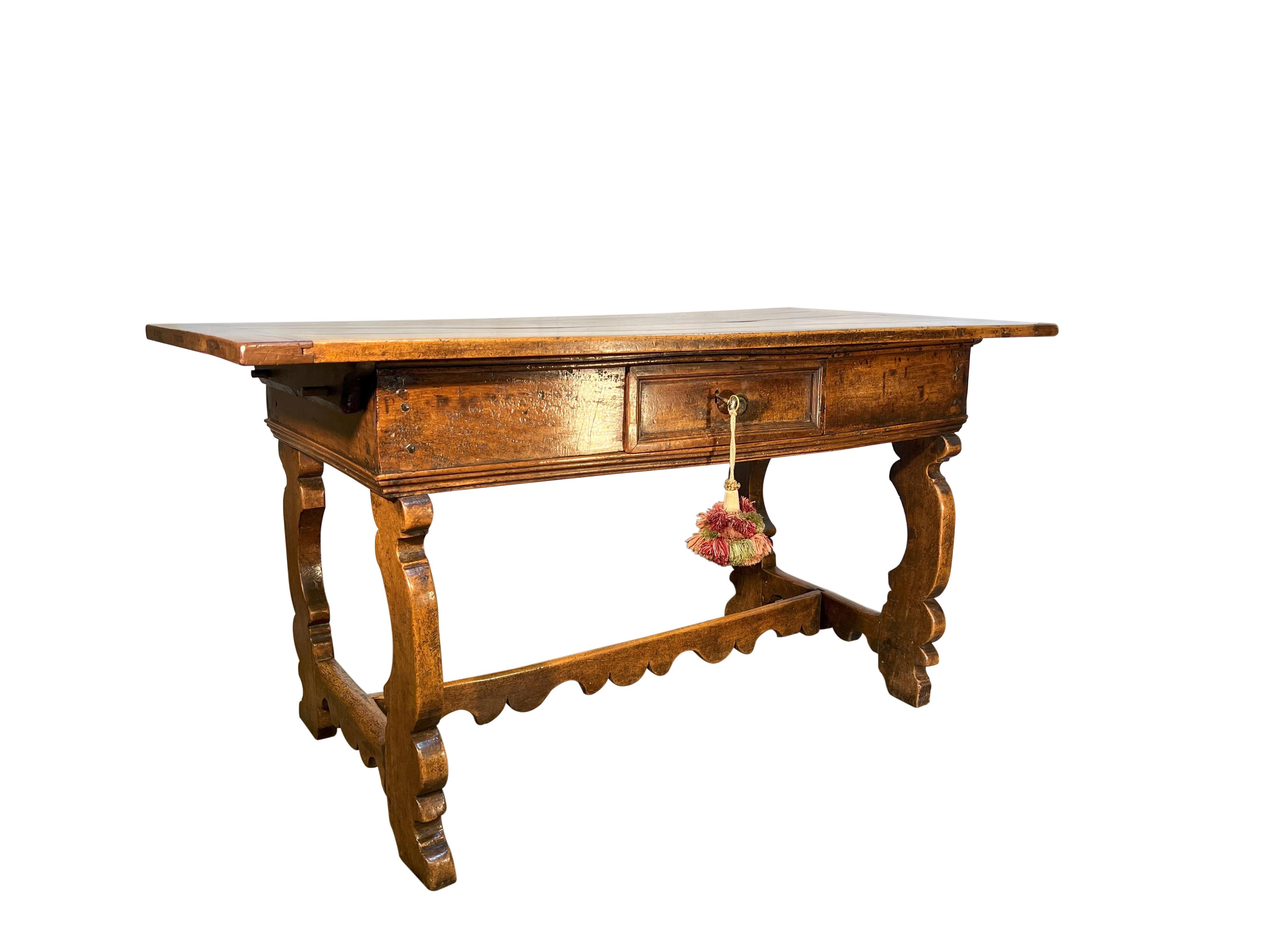 Carved Antique Italian walnut Desk from Emilia Romagna 