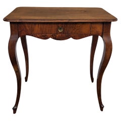 Antique Italian Walnut Desk Side Table with Cabriole Carved Legs
