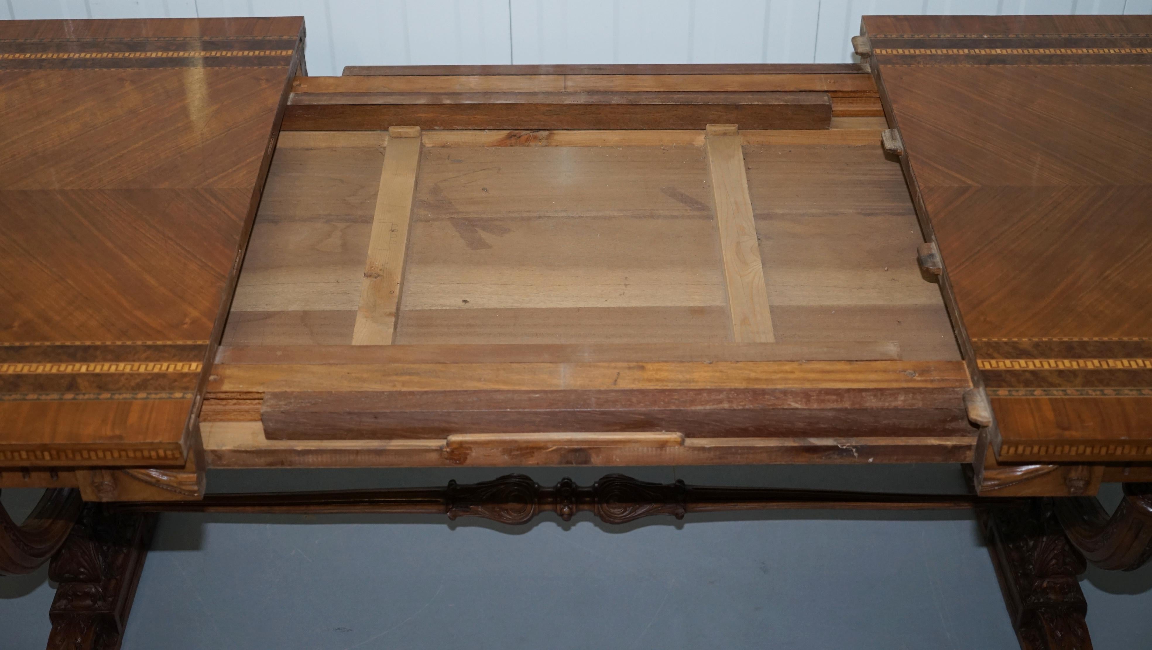 Antique Italian Walnut Extending Dining Table Stunning Imperial at
