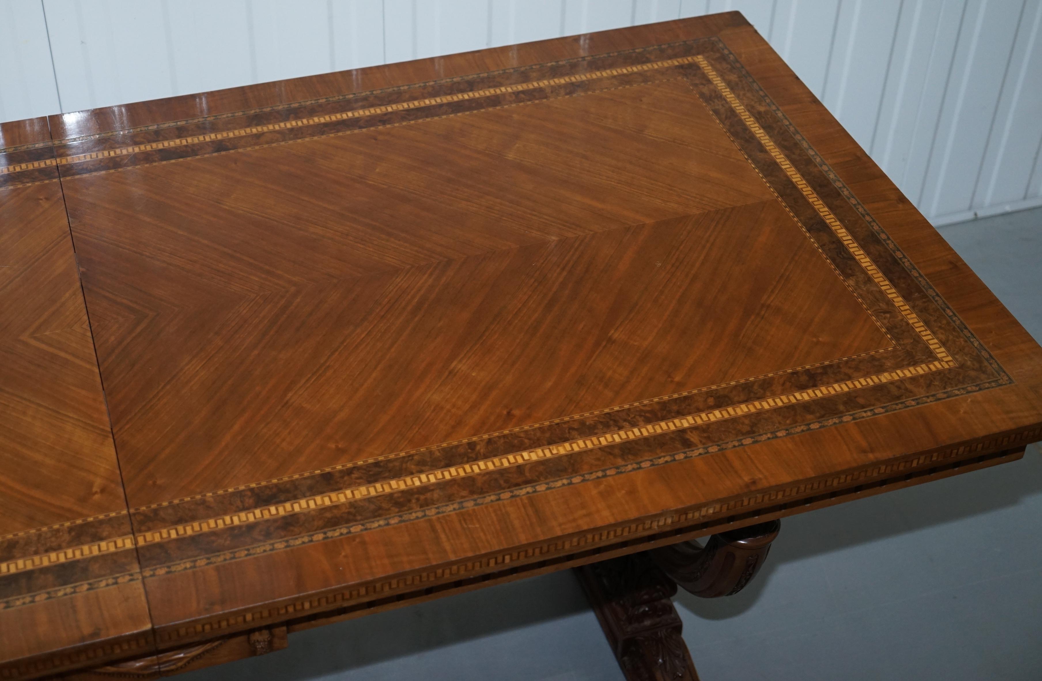 Hand-Carved Antique Italian Walnut Extending Dining Table Stunning Imperial
