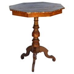 Antike italienische Nussbaum-Marketerie Octaganal Pedestal Tisch