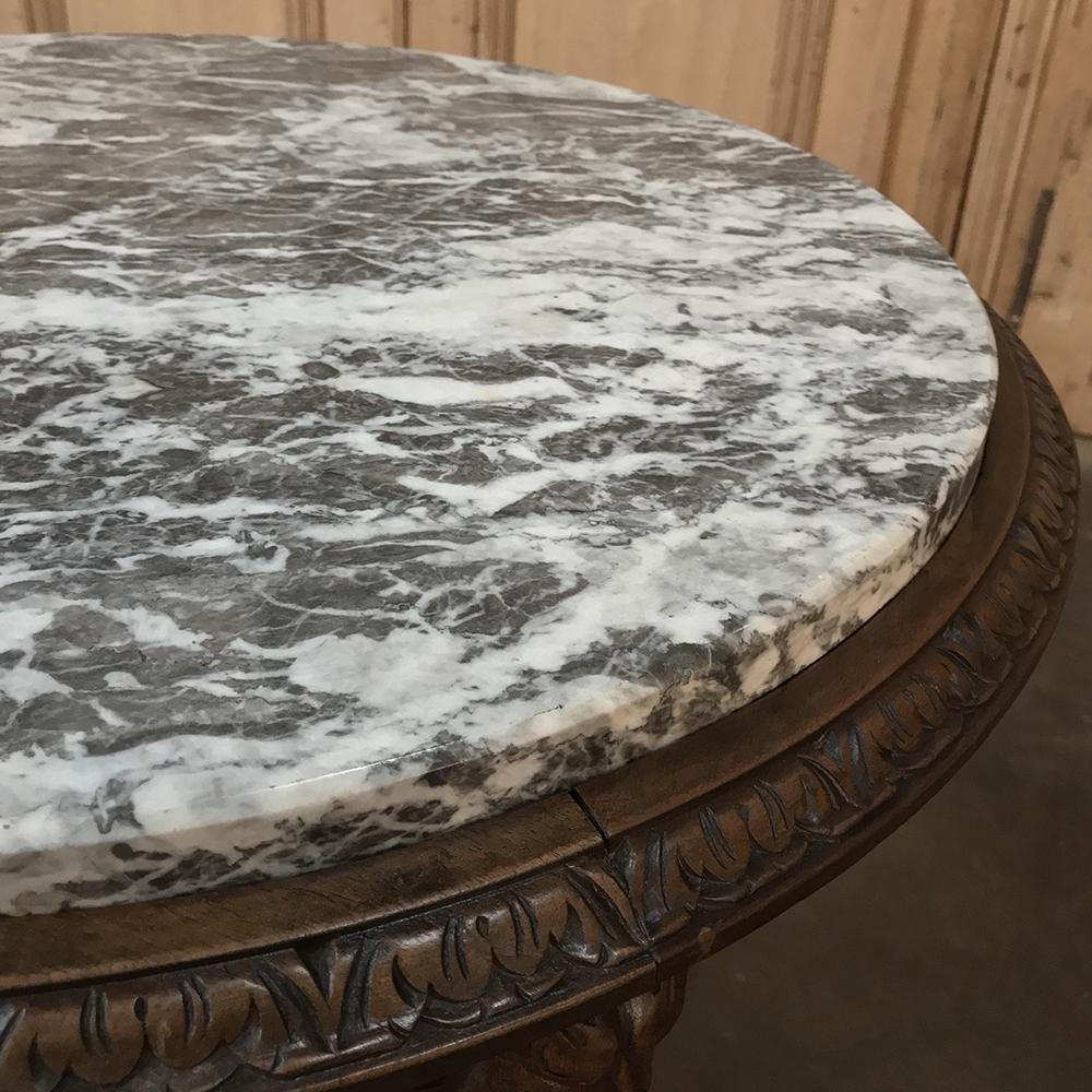 Antique Italian Walnut Marble Top Center Table 1