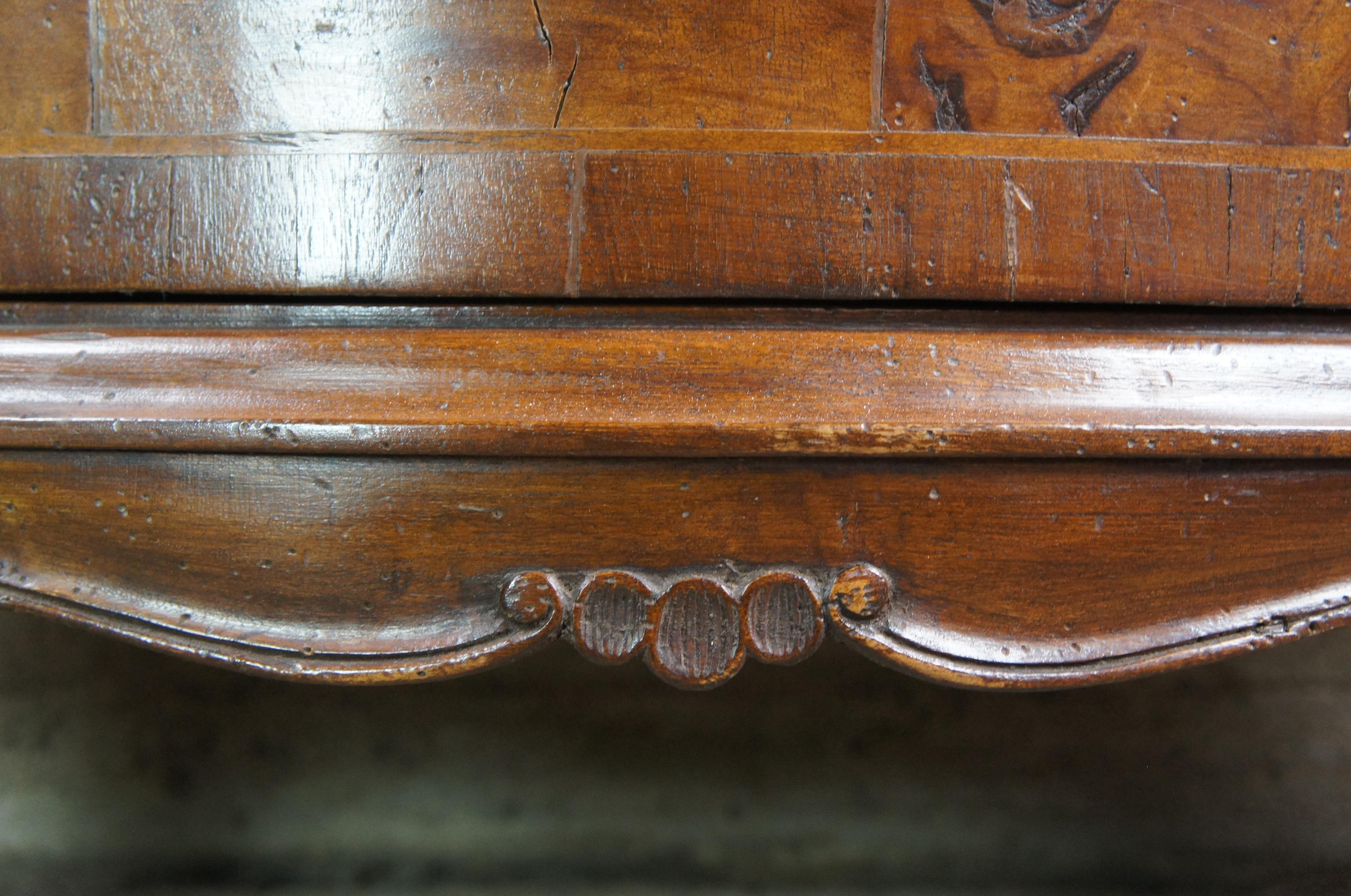 Antique Italian Walnut & Olive Wood Serpentine Bombe Commode Chest Dresser For Sale 3