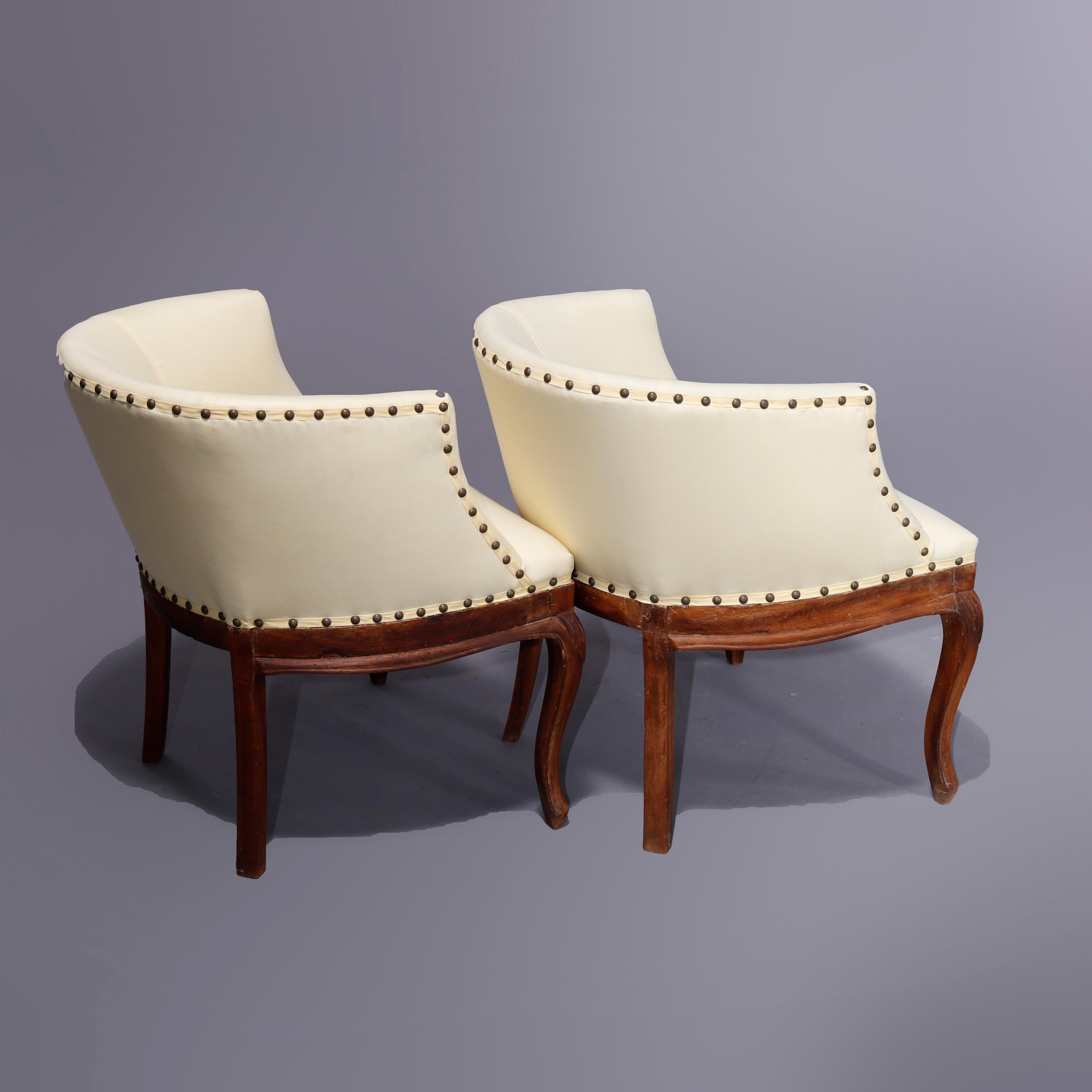18th Century Antique Italian Walnut Side or Lounge Chairs, Late 18th to Early 19th Century