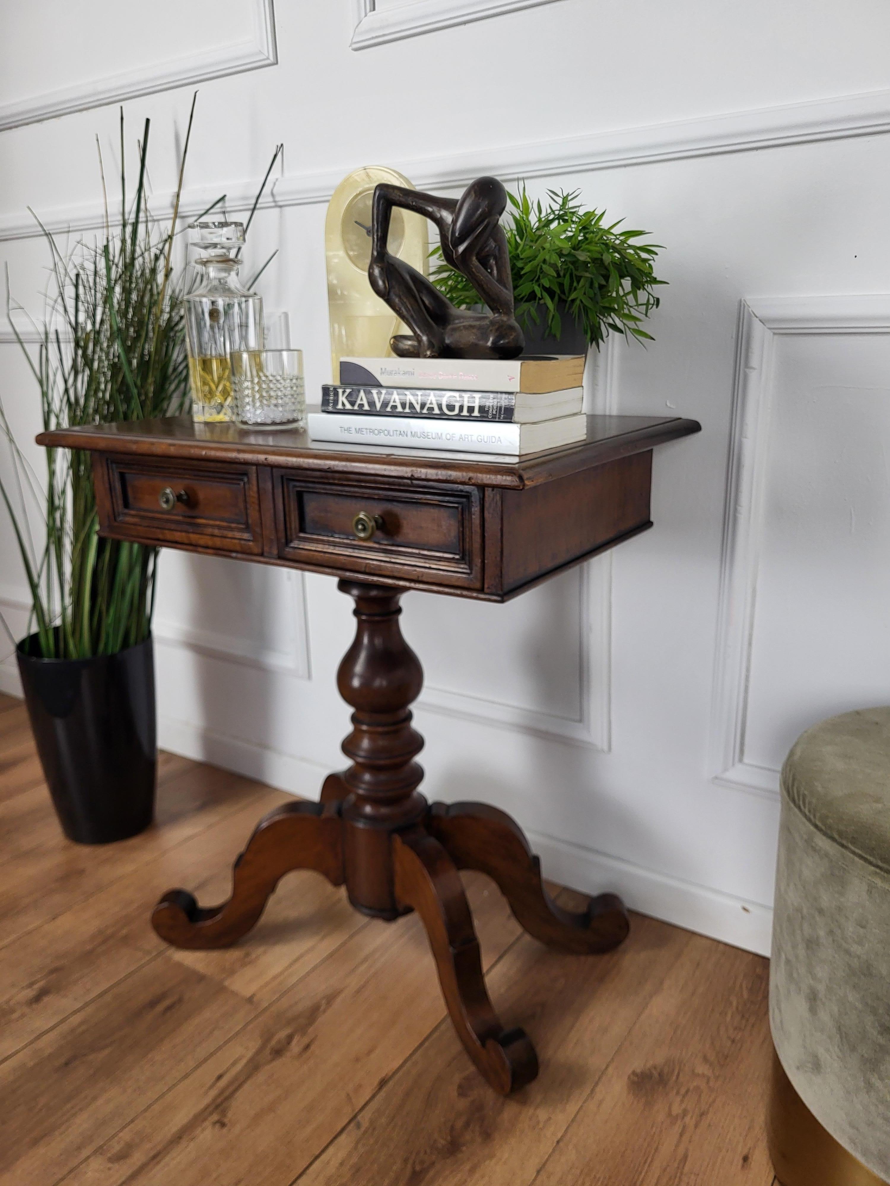 20th Century Antique Italian Walnut Side Table For Sale