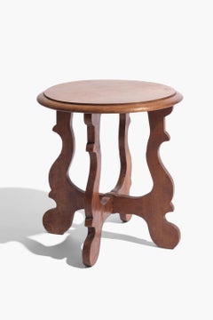 Table d'appoint ou tabouret bas ancien en noyer italien