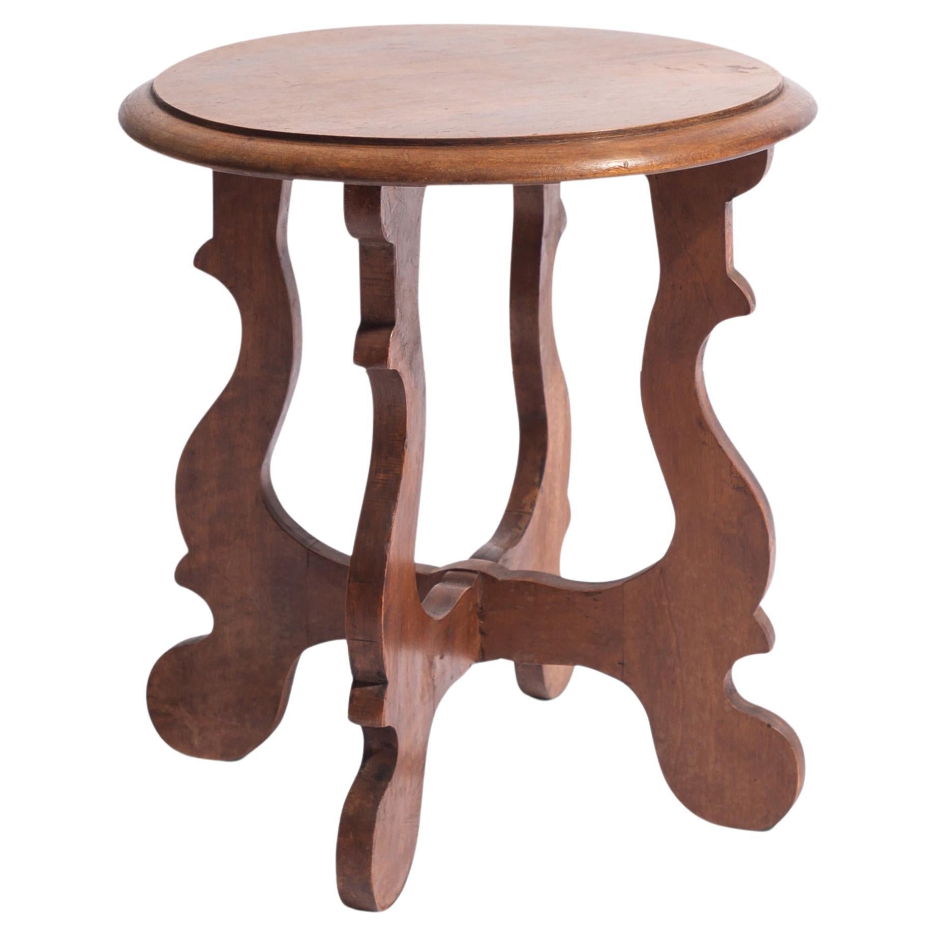 Antique Italian Walnut Side Table or Low Stool