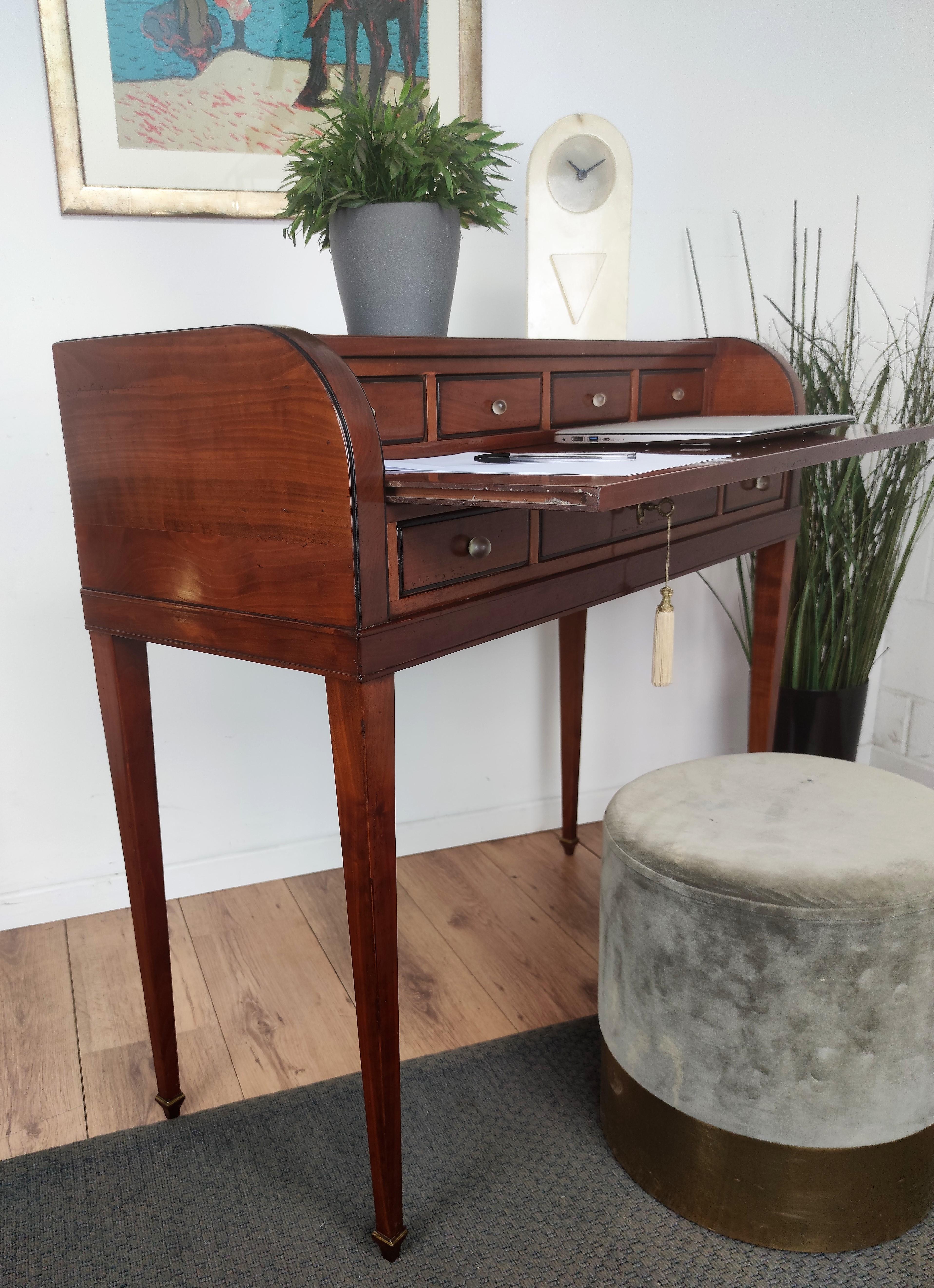 Belle Époque Antique Italian Walnut Sliding Top Secretary Desk Writing Table