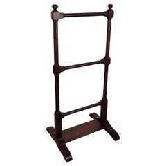 Used Italian Walnut Towel Rack Rail with Carved Legs