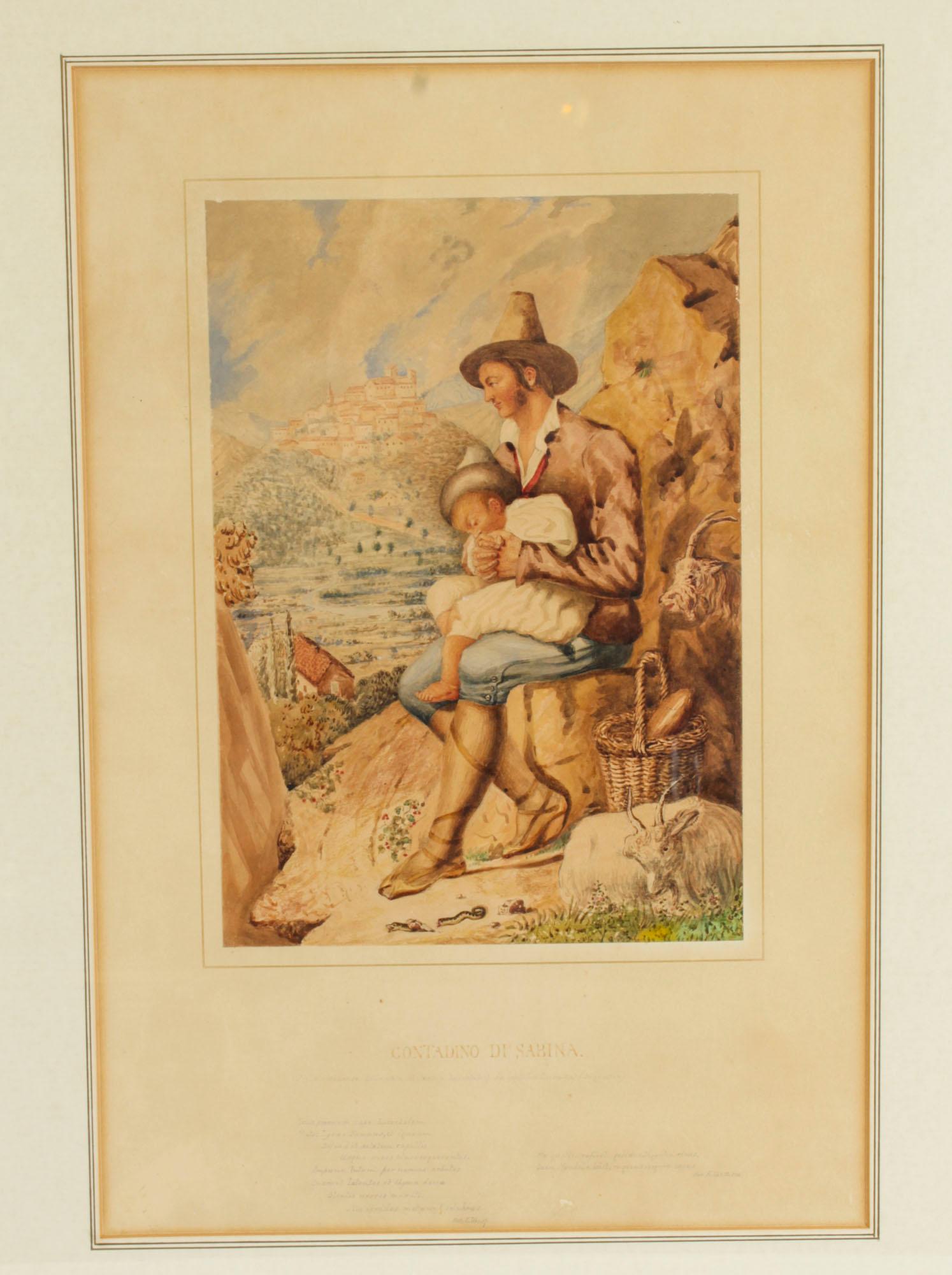 This is a beautiful and decorative antique Italian watercolour titled 