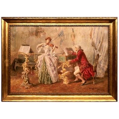 Antique Italian Framed Watercolor Painting Signed by Mario Spinetti, (1848-1925)