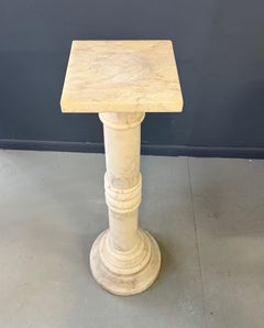 Antique Italian White 7 Piece Carved Alabaster Pedestal Column