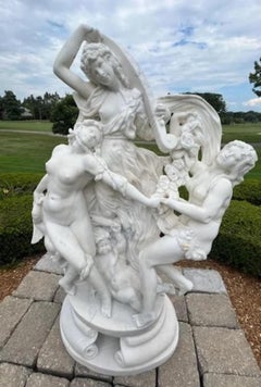 Antique Italian White Carrara Marble Sculpture After Louis-Simon Boizot