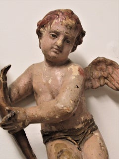 Antique Italian Winged Putti with Torch Prickets