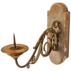 Antique Italian Wood and Iron Sconce of Paint over Gesso