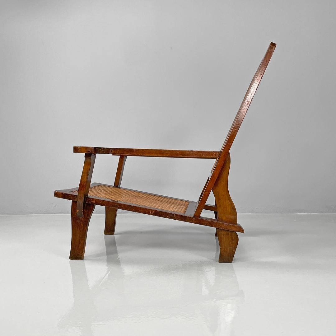 Antique Italian wood and Vienna straw armchair, early 1900s In Good Condition For Sale In MIlano, IT