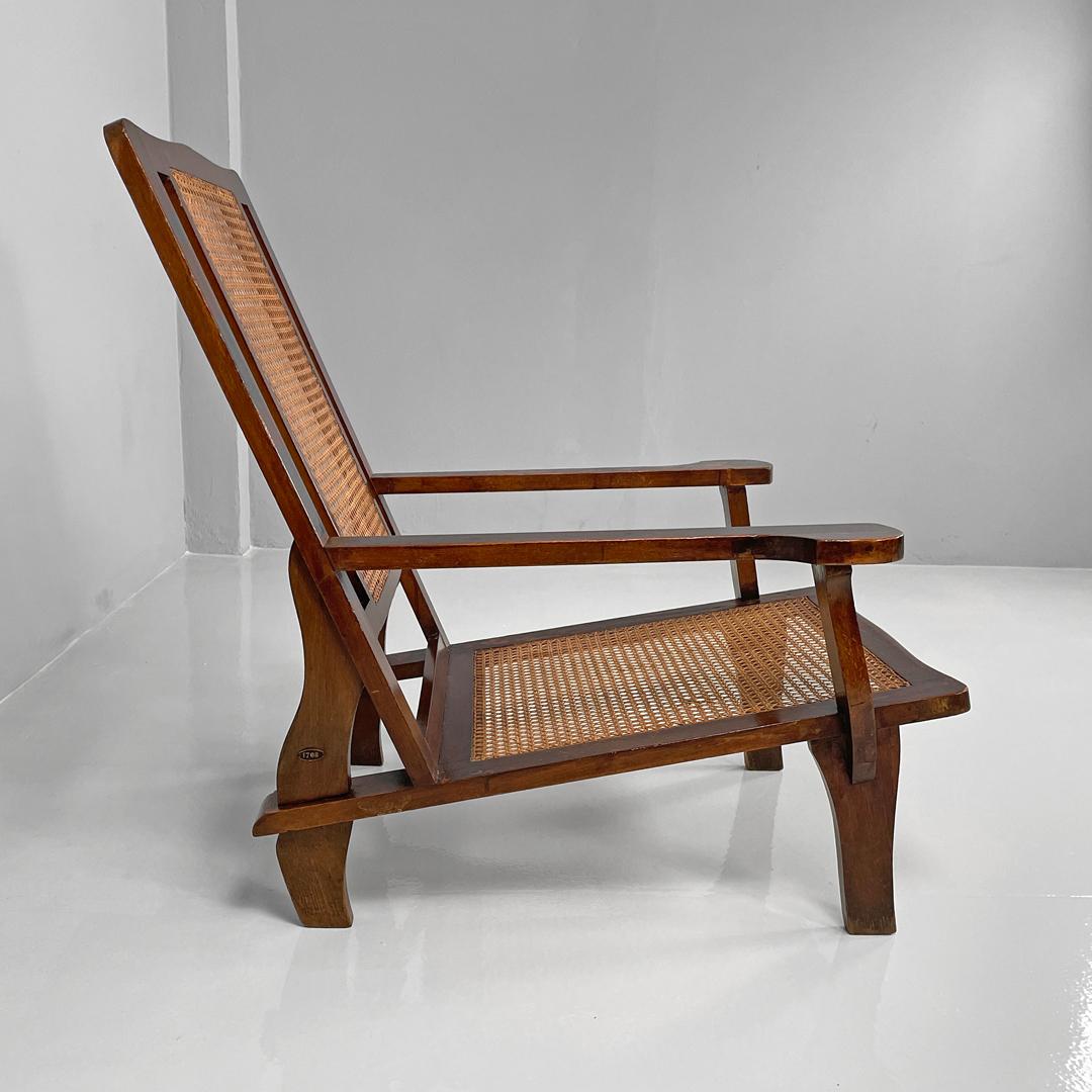 Straw Antique Italian wood and Vienna straw armchair, early 1900s For Sale