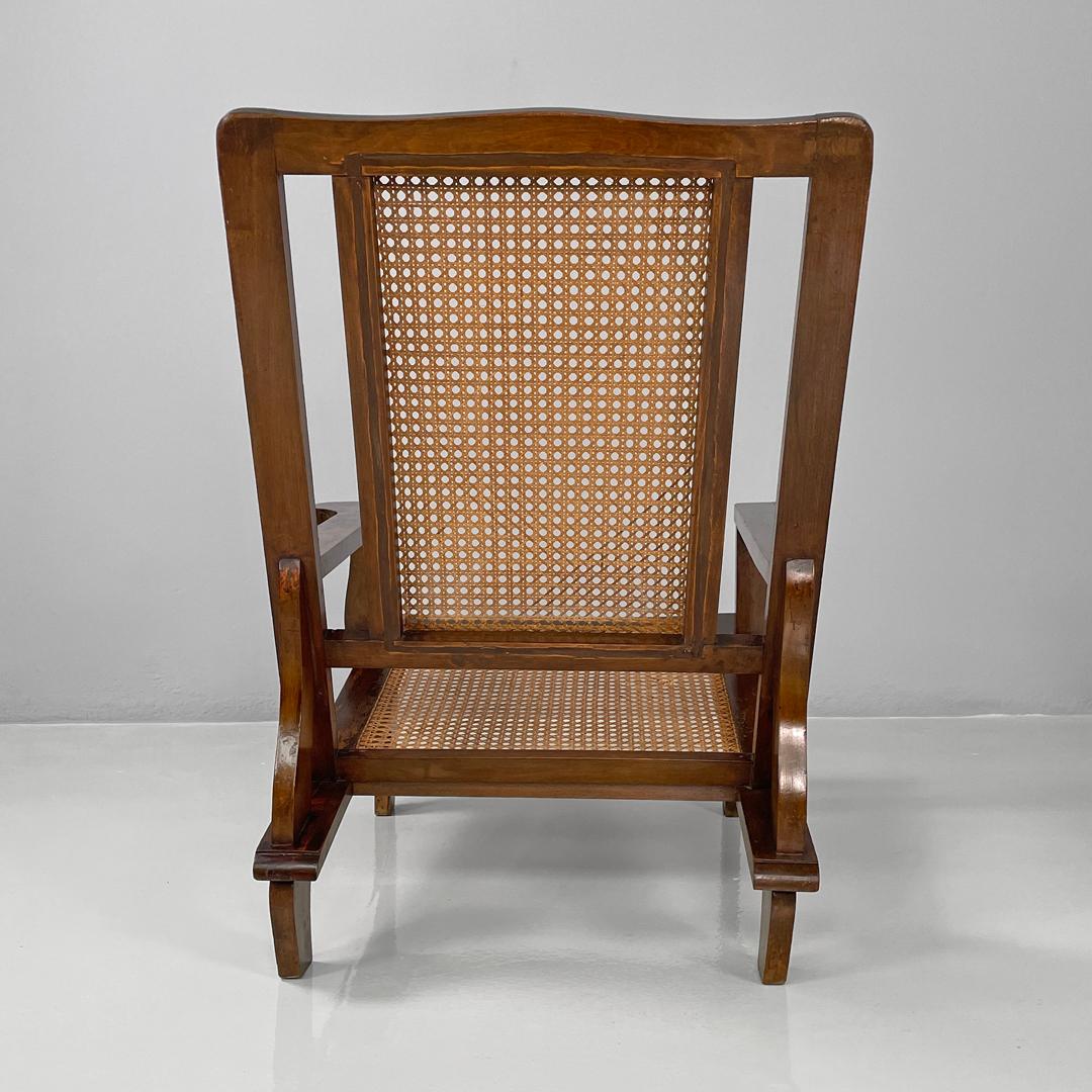 Antiker italienischer Sessel aus Holz und Wiener Stroh, Anfang 1900 im Angebot 1