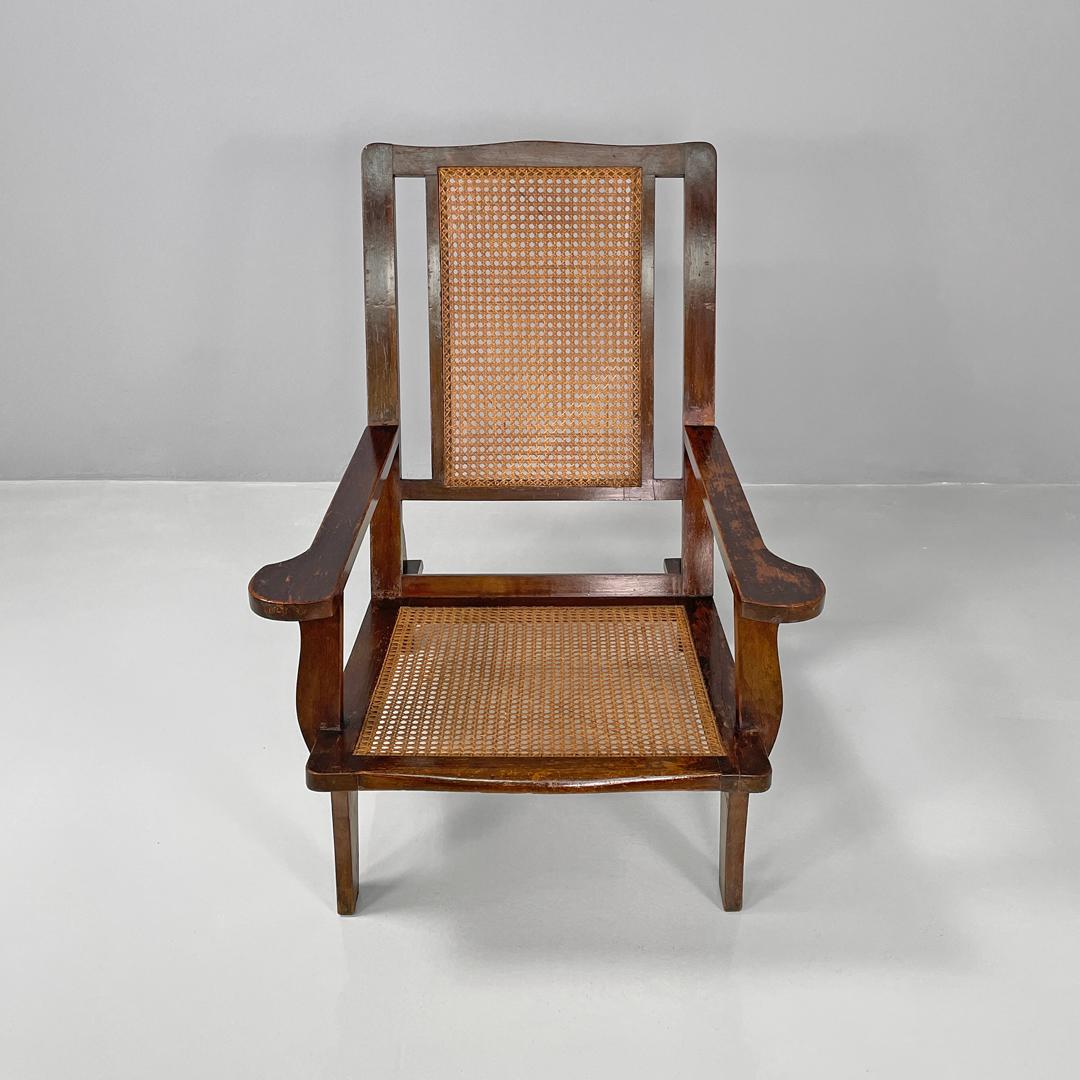 Antique Italian wood and Vienna straw armchair, early 1900s For Sale 2