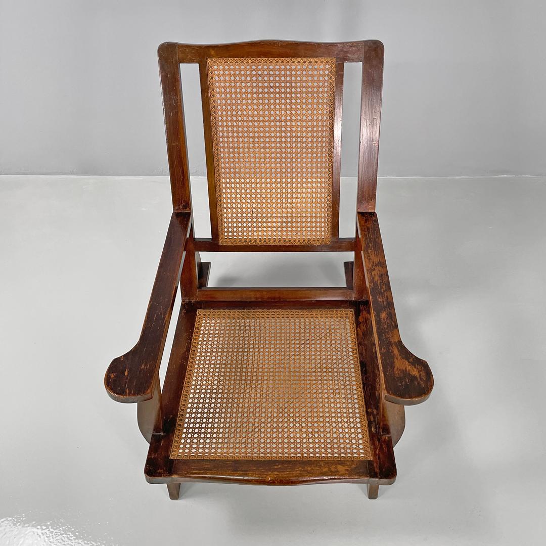 Antique Italian wood and Vienna straw armchair, early 1900s For Sale 3