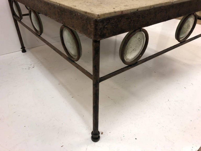 Antique, Italian Wrought Iron and Stone Top Coffee Table In Good Condition In New York, NY