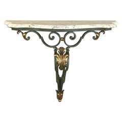 Antique Italian Wrought Iron and Travertine Console