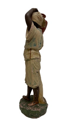 Antigua estatua italiana de mayólica para patio o jardín, década de 1910 o más antigua