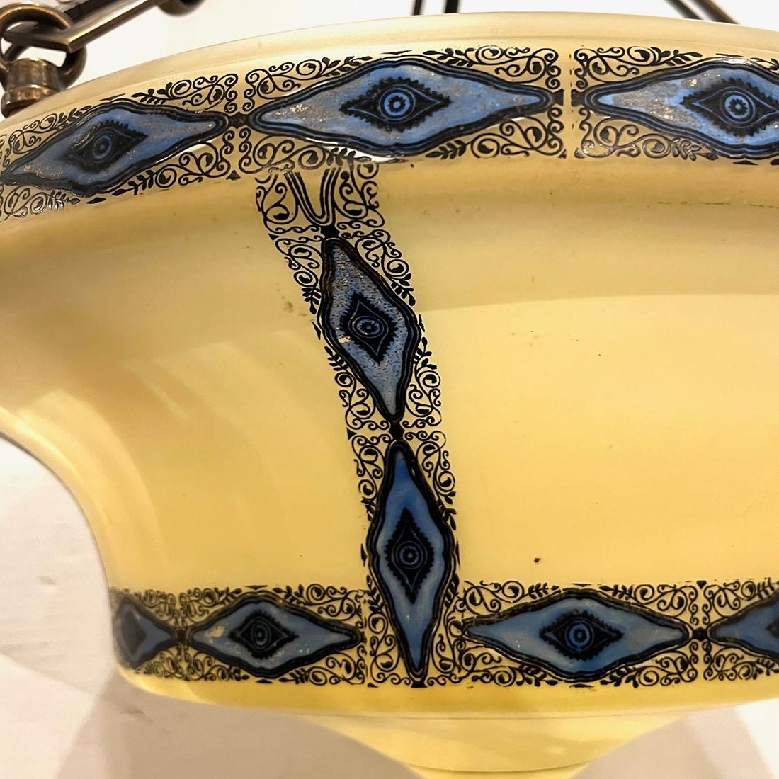 Antique Italian Yellow Glass Light Fixture In Good Condition For Sale In New York, NY