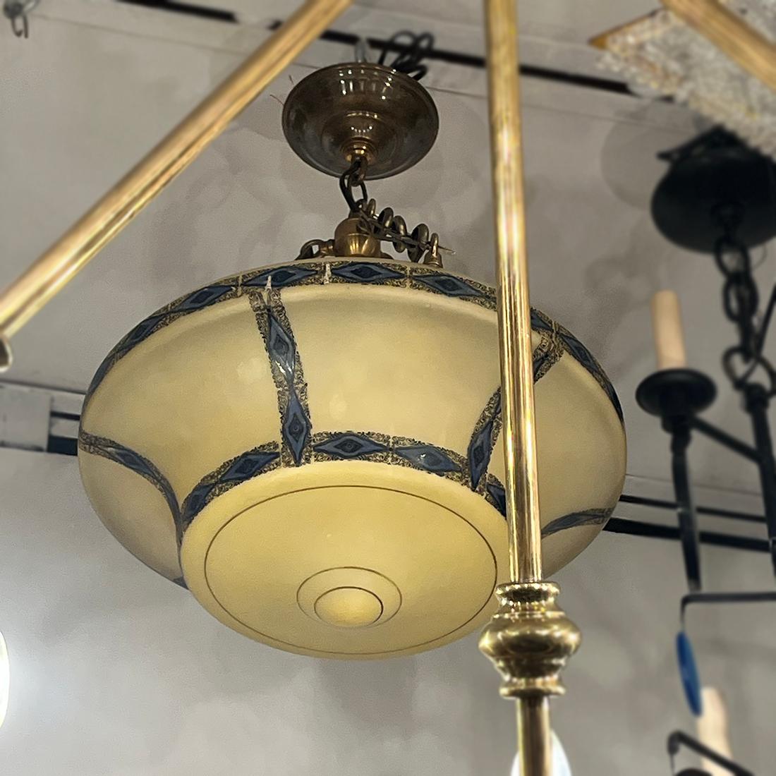 Antique Italian Yellow Glass Light Fixture For Sale 1