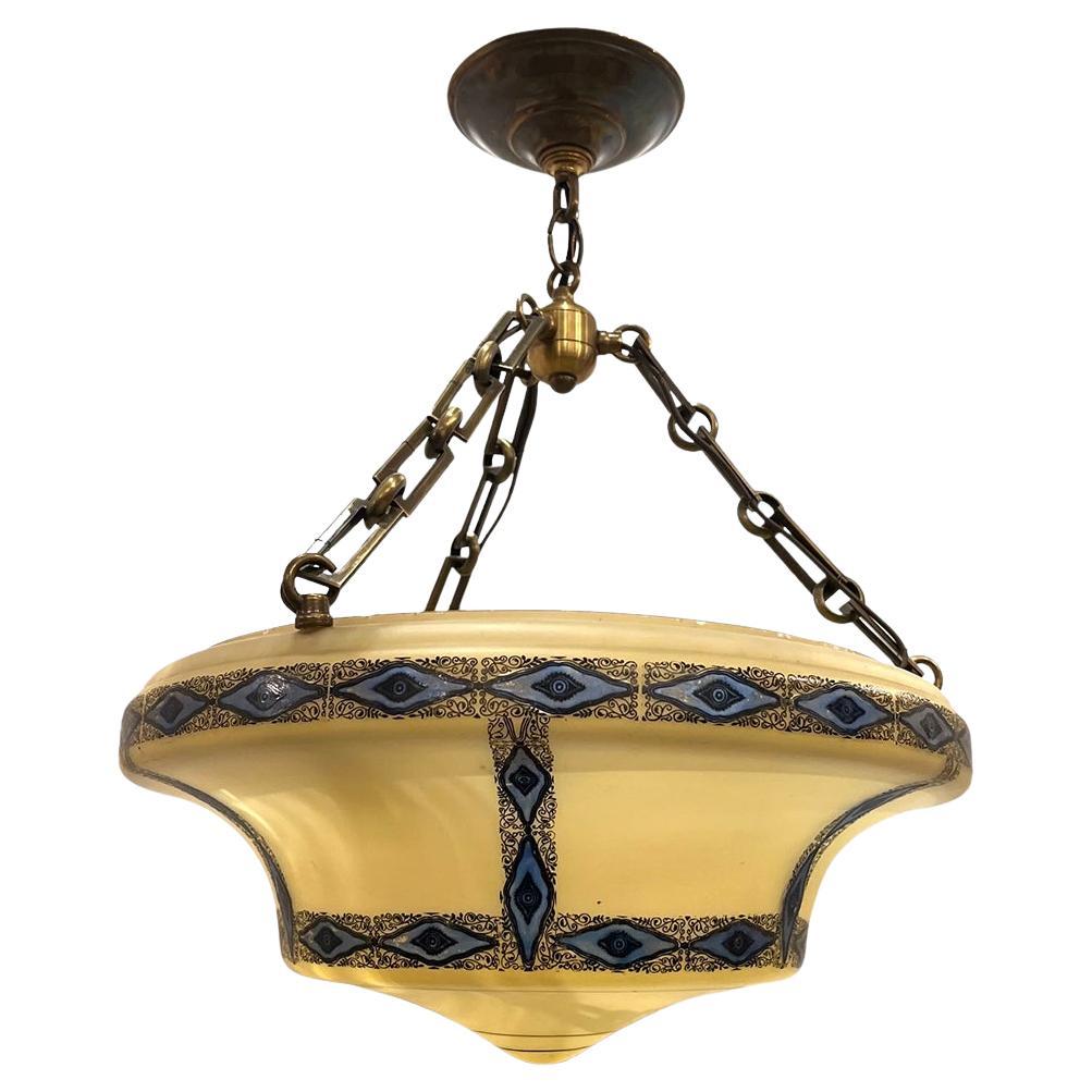 Antique Italian Yellow Glass Light Fixture For Sale