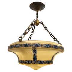 Antique Italian Yellow Glass Light Fixture
