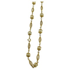 Antique Italian Yellow Gold and Natural White Pearls Necklace