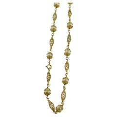 Antique Italian Yellow Gold and Natural White Pearls Necklace