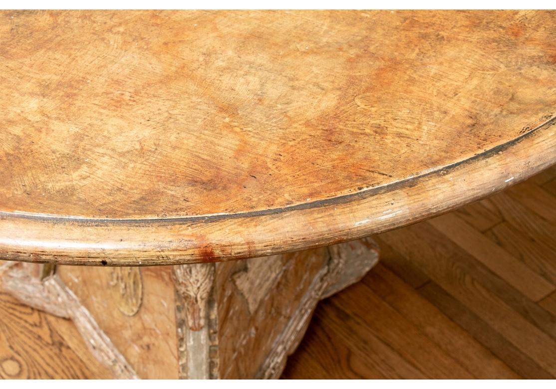 Antique Italianate Neoclassical Paint Decorated Center Table For Sale 2